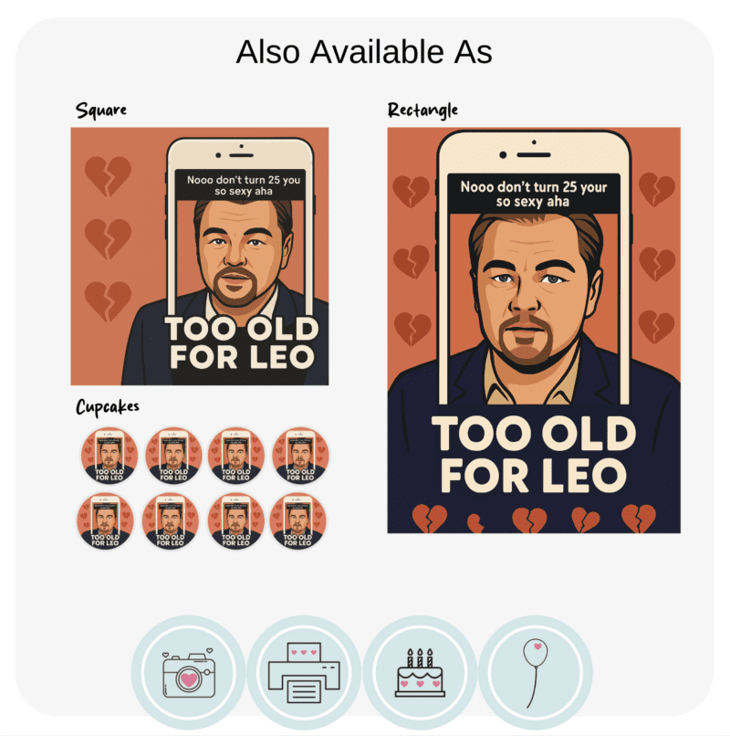 Too Old for Leonardo Dicaprio Animated Meme - Edible Cake Topper - Image 2